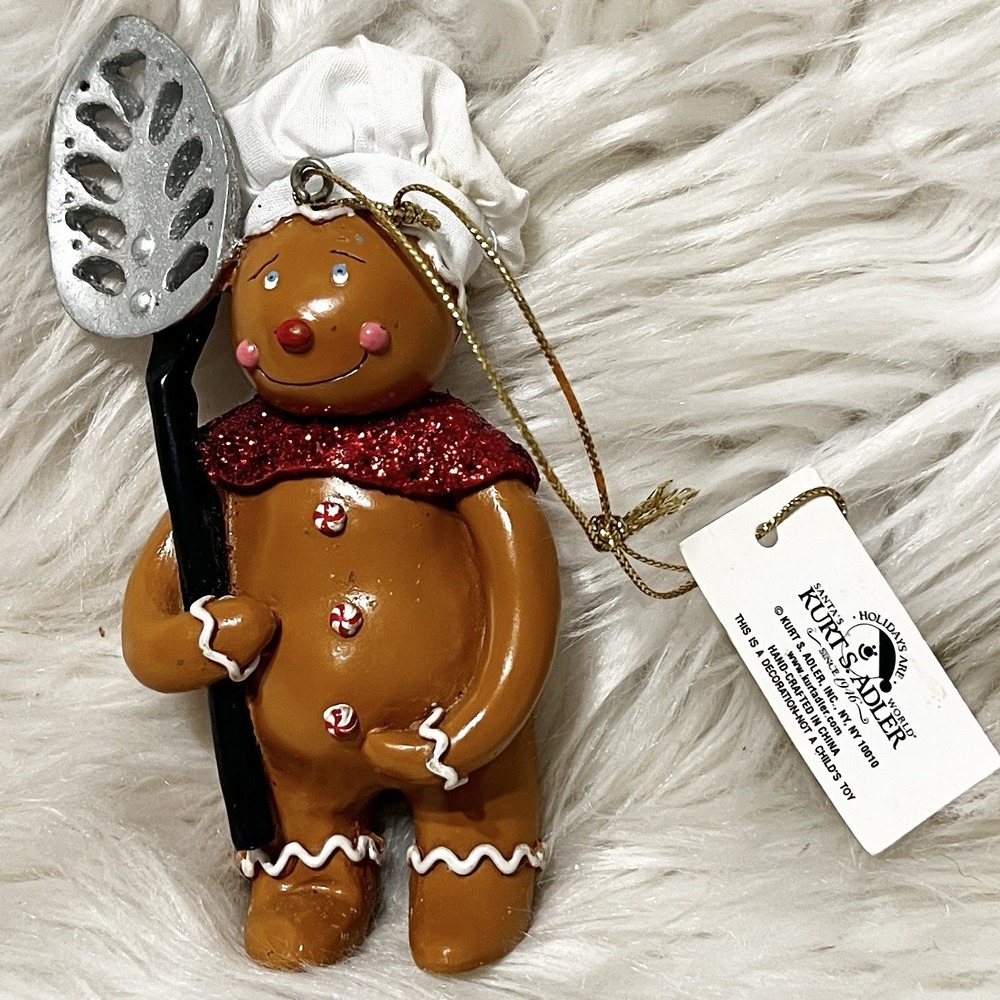 Vintage Kurt S Adler Gingerbread Man Ornament Chief Baking‎ Spoon 5" NOS